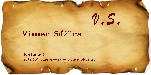 Vimmer Sára névjegykártya